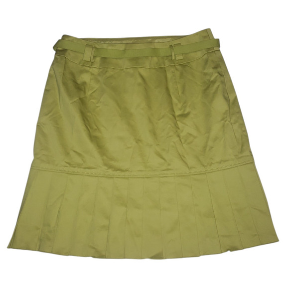 Carlisle Lime Green Pleated Mini Skirt Size 4 – Belted Y2K Preppy Summer Lined - Picture 2 of 8
